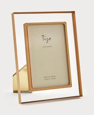Tizo Acrylic Lucite Photo Picture Frame Gold Border 4 x 6 Inch HA194GD46, MPN: HA194GD46,