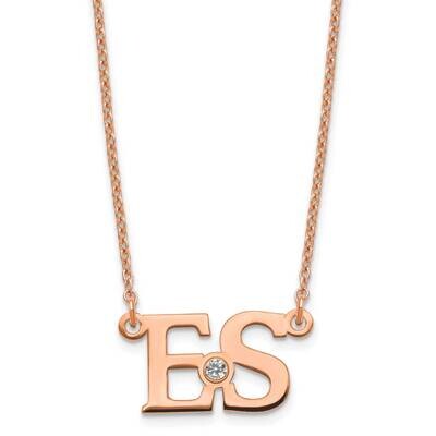 Large Birthstone Initial Necklace Sterling Silver Rose-plated XNA656RP, MPN: XNA656RP,