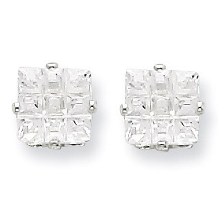 5mm Square Diamond 4 Prong Stud Earrings Sterling Silver QE7523, MPN: QE7523, 883957489643