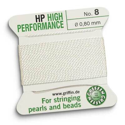 Griffin High Performance #8 White 0.80mm Diameter 2 Meter Bead Cord CRD881/8, MPN: CRD881/8, 841054…