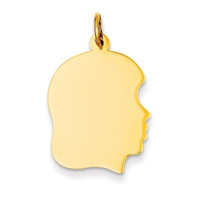 Plain Medium .035 Gauge Facing Right Engravable Girl Head Charm 14k Gold XM113/35, MPN: XM113/35, 8…