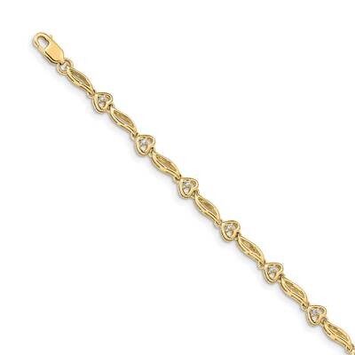 Diamond Hearts Tennis Bracelet 14k Yellow Gold BM4605-010-YA, MPN: BM4605-010-YA, 191101332302