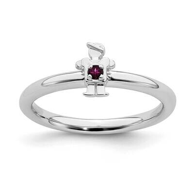 Rhodolite Garnet Boy Ring Sterling Silver Rhodium-plated QSK1916, MPN: QSK1916, 191101719844