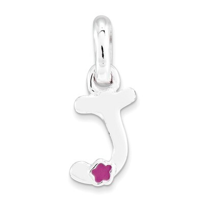 Letter J with Enamel Pendant Sterling Silver QC7935J, MPN: QC7935J, 191101467912