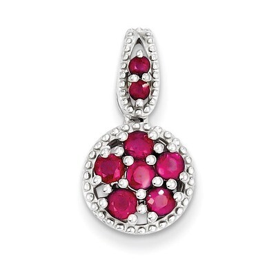 Glass Filled Ruby Circle Pendant Sterling Silver QP3058R, MPN: QP3058R, 883957530512