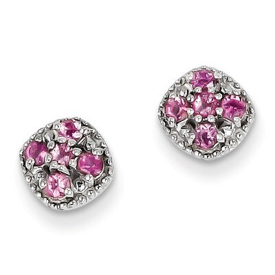 Pink Tourmaline Square Earrings Sterling Silver QE10109PT, MPN: QE10109PT, 883957496375