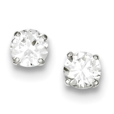 Round Diamond 7mm Post Earrings Sterling Silver QE9099, MPN: QE9099, 883957584874