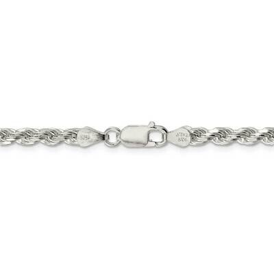 36 Inch 4.25mm Diamond-cut Rope Chain Sterling Silver QDC090-36, MPN: QDC090-36, 883957960845