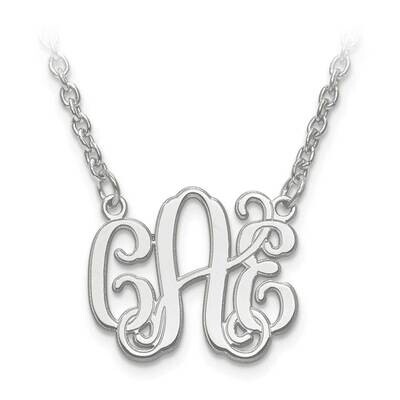 XS Laser Polished Etched Outline Monogram with Chain Sterling Silver Rhodium-plated XNA538SS, MPN: …