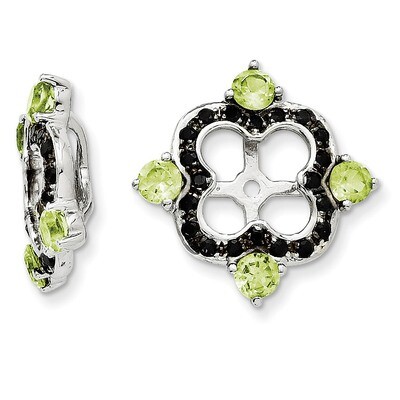 Peridot &amp; Black Sapphire Earring Jacket Sterling Silver Rhodium QJ137AUG, MPN: QJ137AUG, 1911013868…