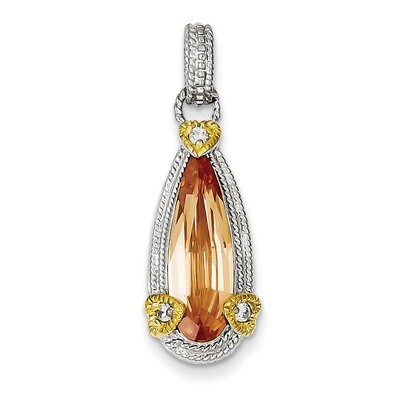 Vermeil Champagne Diamond Pendant Sterling Silver QP1035, MPN: QP1035, 191101279362