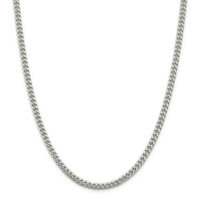 5mm Domed with Side Diamond-Cut Curb Chain 26 Inch Sterling Silver QRC150-26, MPN: QRC150-26,