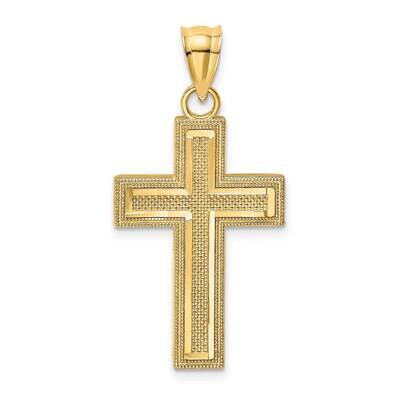 Block Cross Charm 14k Gold Diamond-cut K8567, MPN: K8567, 637218089987