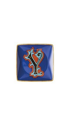Versace Christmas Holiday Alphabet Canape Dish Alphabet Letter Y 4 3/4 Inch Square, MPN: 11940-4037…