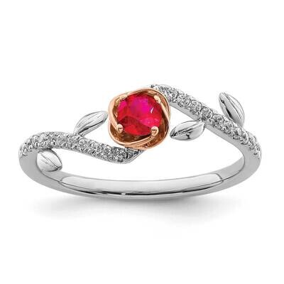 Rose Ruby and Diamond Ring 14k Two-Tone Gold Polished RM8549-RU-012-WRA, MPN: RM8549-RU-012-WRA,