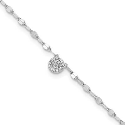 CZ Diamond Anklet Sterling Silver Rhodium-Plated Polished QG5764-10, MPN: QG5764-10, 196904163603