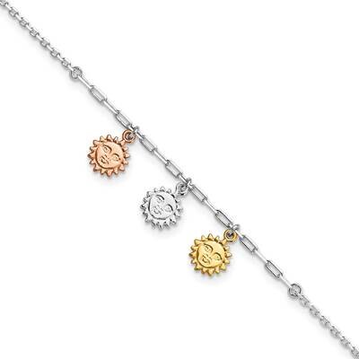 Gold-Tone Suns 9 Inch Plus 1 Inch Extender Anklet Sterling Silver Rose-Tone QG5751-9, MPN: QG5751-9…
