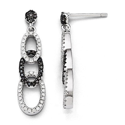 Oval Dangle Post Earrings Sterling Silver &amp; Cubic Zirconia QMP738, MPN: QMP738, 883957017228