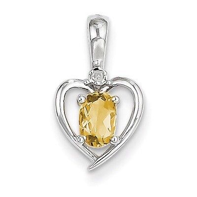 Citrine Diamond Pendant 14k White Gold Genuine XBS474, MPN: XBS474, 883957857954