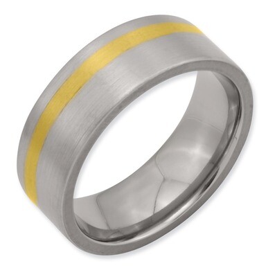 14K Gold Inlay 8mm Satin Band Titanium TB107-13