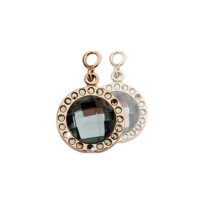 Nikki Lissoni Chic Earring Coins with Grey/Blue Mirror Glass Swarovski Crystals Rose Gold-Plated 14…