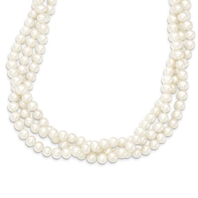 21 Inch 6-7mm White Fresh Water Cultured 3-Strand Pearl Necklace 14k Gold XF553-21, MPN: XF553-21, …