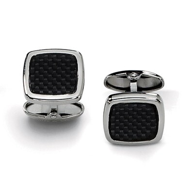 Black Carbon Fiber Cufflinks - Stainless Steel SRC163 by Chisel, MPN: SRC163, 883957747286