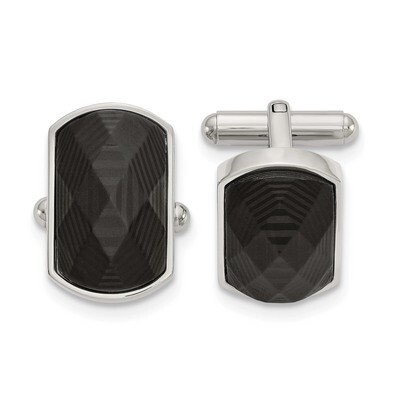 Solid Black Carbon Fiber Inlay Cufflinks Stainless Steel Polished SRC409 by Chisel, MPN: SRC409, 19…