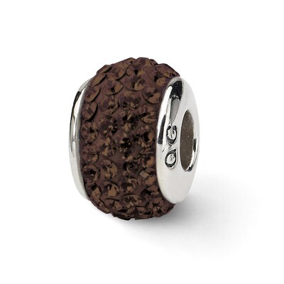 Brown Full Swarovski Crystal Bead Sterling Silver QRS1989, MPN: QRS1989, 883957514901