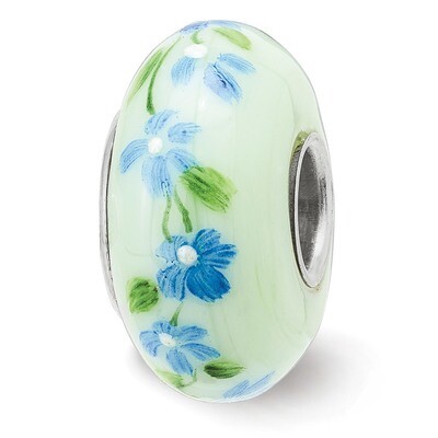 Larkspurs July Fenton Glass Bead Sterling Silver Hand Painted QRS3913JUL, MPN: QRS3913JUL, 19727659…