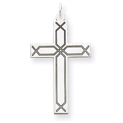 Laser Designed Cross Pendant 14k White Gold XR951, MPN: XR951, 886774133003
