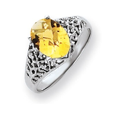 Citrine Checker Ring 14k white Gold 8x6mm Oval Y4697CC, MPN: Y4697CC, 883957592763