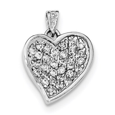 CZ Diamond Heart Pendant Sterling Silver Polished QP4458, MPN: QP4458, 191101358593