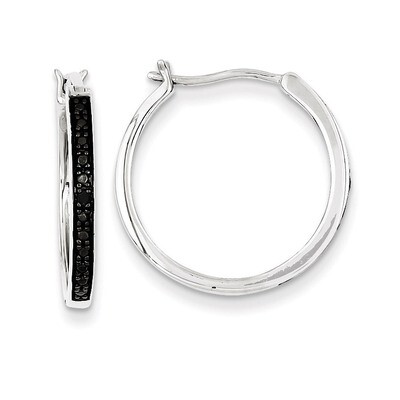 Black Diamond Hoop Earrings Sterling Silver QE10925, MPN: QE10925, 886774309965