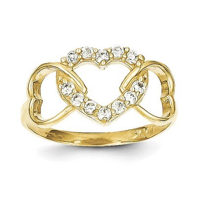 Heart Ring 10k Gold Synthetic Diamond 10C1231, MPN: 10C1231, 886774020945