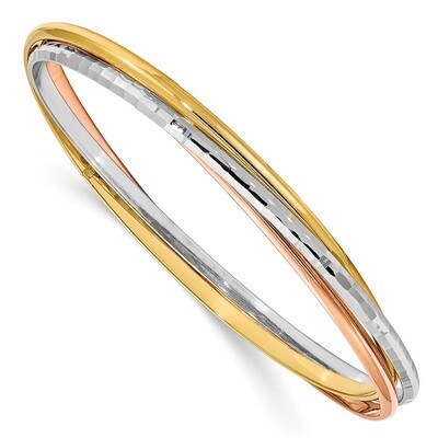 Leslie&#39;s 3 Intertwined Slip-On Bangles 14k Tri-color Gold Polished &amp; Textured  HB-LF945, MPN: LF945…