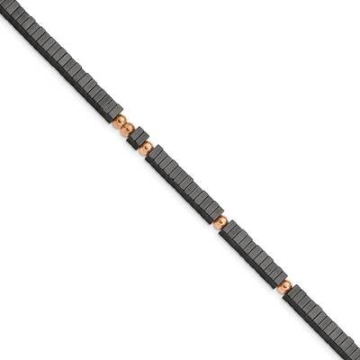 Rose Ip with Hematite 7 Inch with 1.25 Inch Extender Bracelet Stainless Steel Polished SRB2607-7, M…