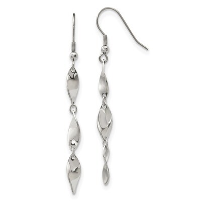 Dangle Shepherd Hook Earrings Stainless Steel Polished SRE1151 by Chisel, MPN: SRE1151, 191101853630