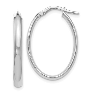 Leslie&#39;s Oval Hoop Earrings 14k White Gold Polished HB-LE1049, MPN: LE1049, 191101644009