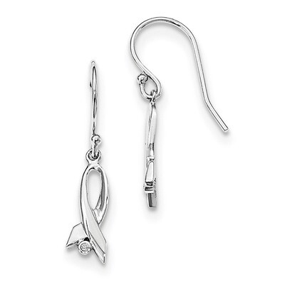 Ribbon Dangle Earrings Diamond Sterling Silver QW431, MPN: QW431, 886774036052