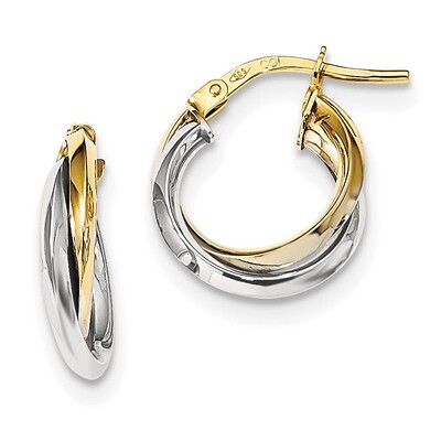 Polished Double Hoops Earrings 14K Two Tone Gold TF1216, MPN: TF1216, 191101059414