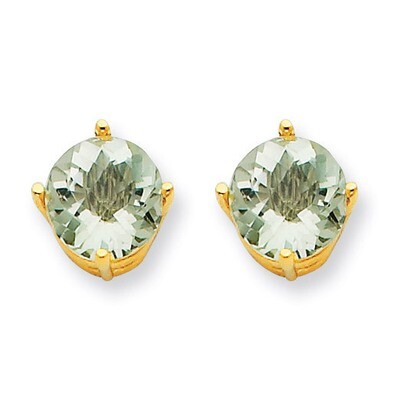 7mm Round Green Quartz Earrings 14k Gold XE74CG, MPN: XE74CG, 883957098050