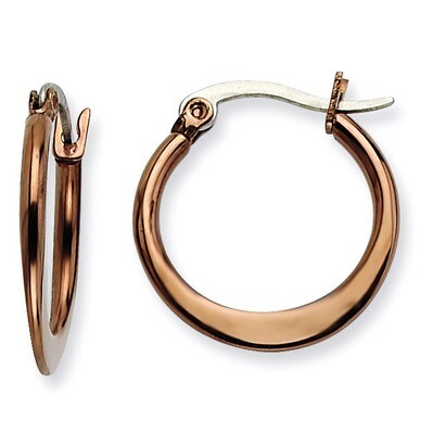 Chocolate IP plated 19mm Hoop Earrings - Stainless Steel SRE418 by Chisel, MPN: SRE418, 886774039435