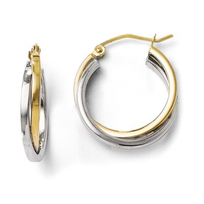 Leslie&#39;s Polished Hinged Hoop Earrings - 10k Gold Two-Tone HB-TA38, MPN: TA38, 883957025650