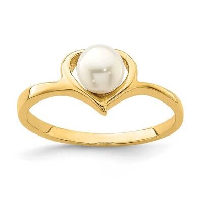 4-5mm White Button Freshwater Cultured Pearl Heart Ring 14k Gold SE2879 by Madi K, MPN: SE2879, 191…