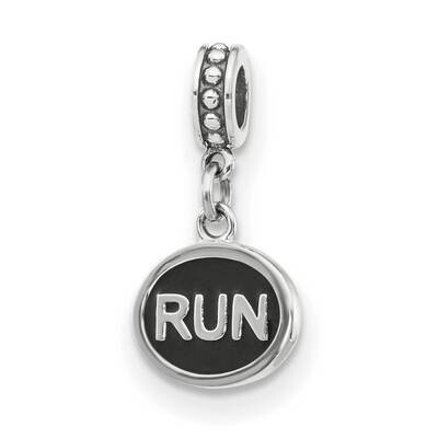 Black Enameled Run Dangle Charm Sterling Silver QRS4043, MPN: QRS4043,