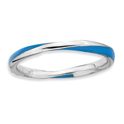 Twisted Blue Enameled Ring - Sterling Silver QSK559, MPN: QSK559, 886774010946