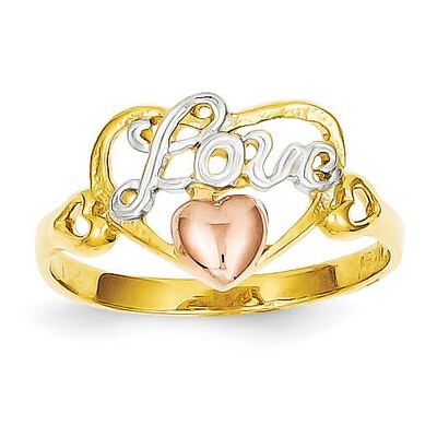 Love Heart Ring 14k Yellow &amp; Rose Gold with Rhodium K2079, MPN: K2079, 637218030811