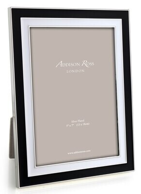 Addison Ross Wide Enamel Picture Frame Black &amp; White 4 x 6 InchSilver-plated FR1263, MPN: FR1263, U…