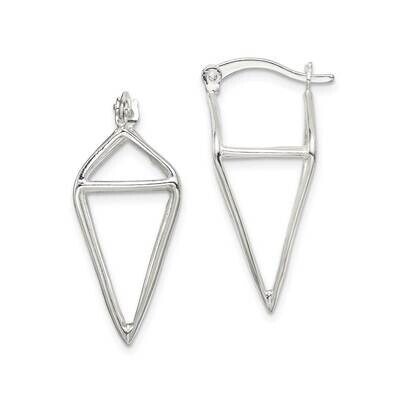3D Diamond Shape Hoop Earrings Sterling Silver QE14106, MPN: QE14106, 883957939698